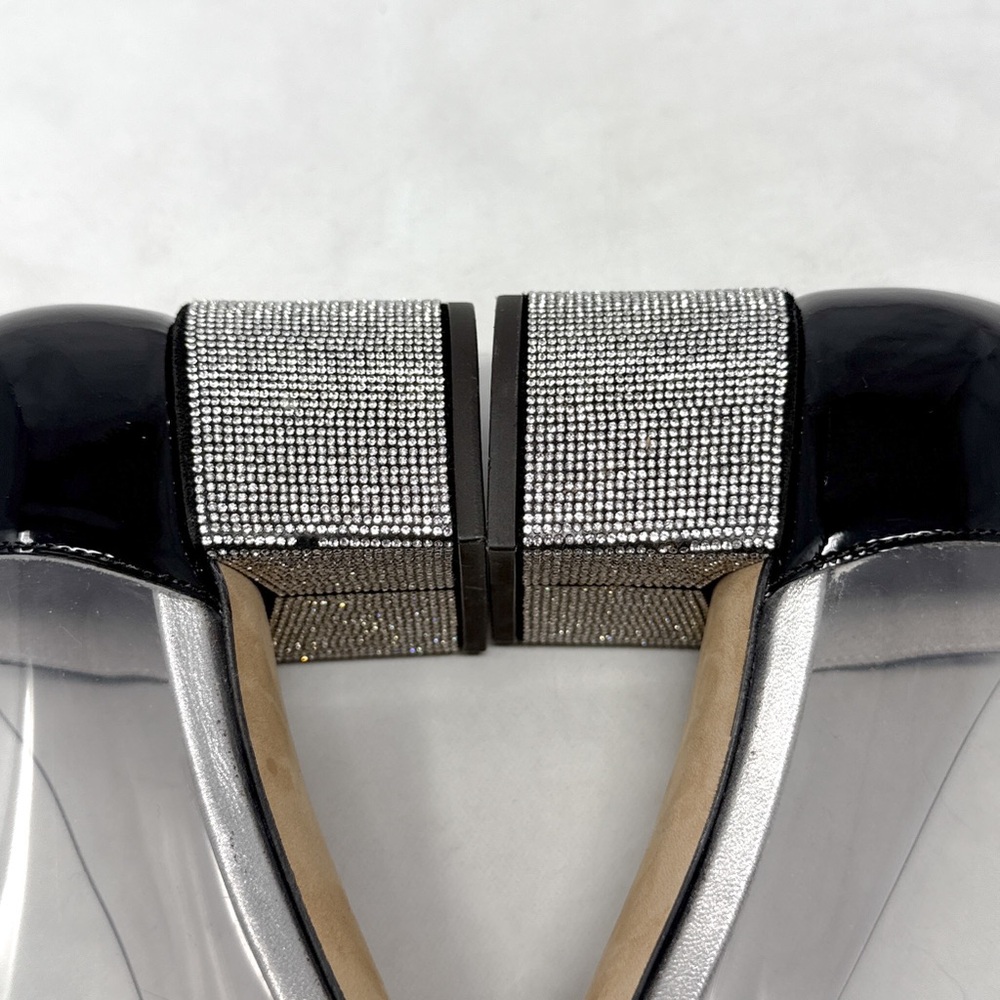 Giuseppe Zanotti Vitrum Clear Rhinestone Embellished Block Heel Pump Flats 40 - Picture 8 of 16